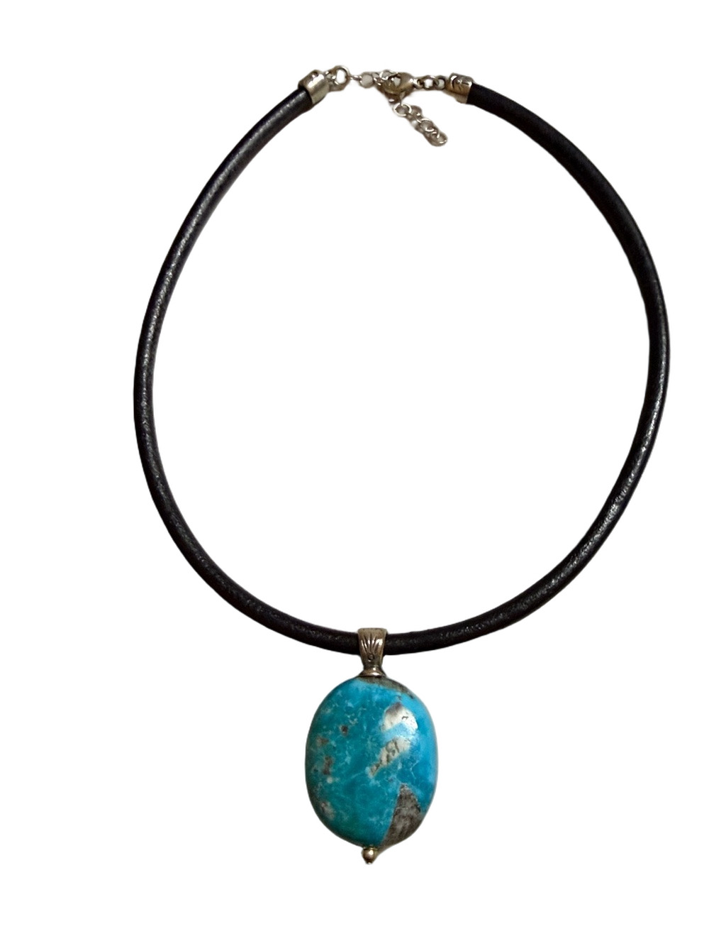 Dakota West Shube Blue Turquoise Pendant Leather Choker Necklace